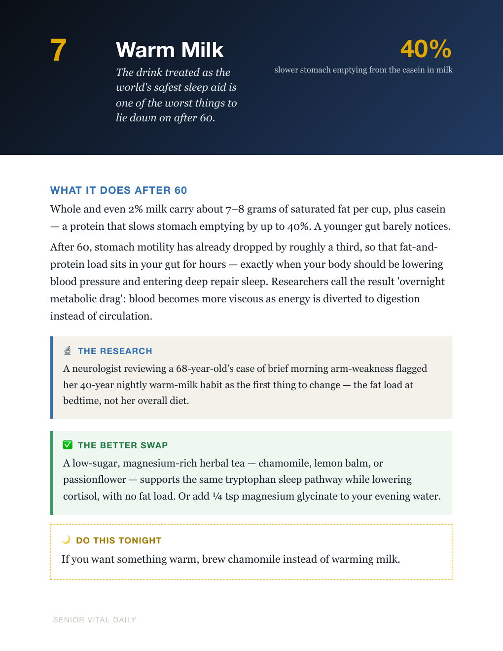 Sample page — a drink chapter with the research and the better swap